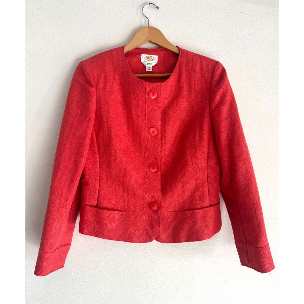 Talbots VTG cropped jacket italian Fabrics coral orange classic casual women 10